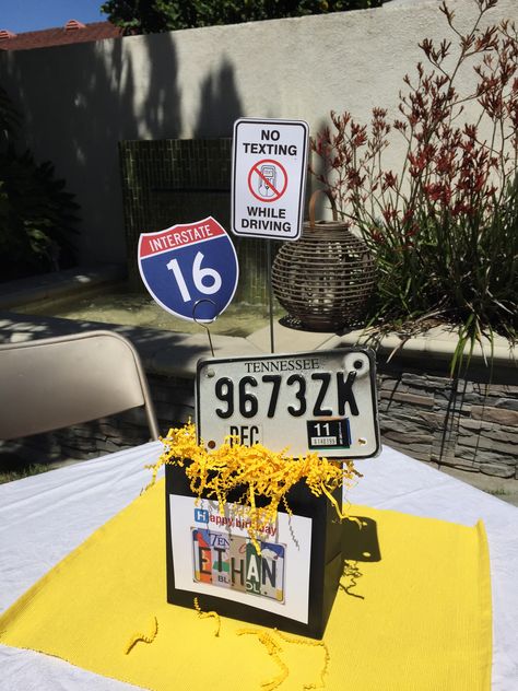 16th Birthday Party with Road Trip theme. Road Trip Birthday Party, Trucker Party Theme, Truck Driver Birthday Party Ideas, Driving Birthday Party Theme, Garage Theme Party, Road Trip Birthday Ideas, Road Trip Theme Party Decorations, Road Trip Themed Party, Car Theme Graduation Party