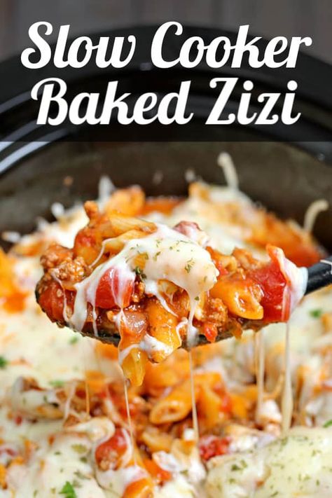 This Slow Cooker Baked Ziti is an easy crockpot recipe that packs all the flavour! With tender noodles coated in a ground beef marinara and mixed with a melty cheese goodness, it's the ideal weeknight meal. #zitirecipes #slowcookerrecipes #bakedziti #slowcooker #ziti Baked Ziti Crockpot, Crock Pot Ziti, Slow Cooker Baked Ziti, Slow Cooker Baking, Vegetarian Crockpot Recipes, Crockpot Recipe, Crockpot Soup Recipes, Crockpot Recipes Beef, Crockpot Dishes