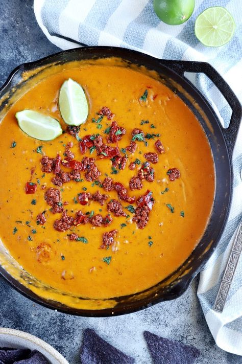 Chorizo Pumpkin Chipotle Queso Chorizo Queso Dip, Pumpkin And Chorizo Soup, Pumpkin Chorizo, Smoked Queso With Chorizo, Creamy Chorizo Queso Dip, Sweet Potato Chorizo Chili, Chili Queso Dip, Chorizo Dip, Chipotle Queso