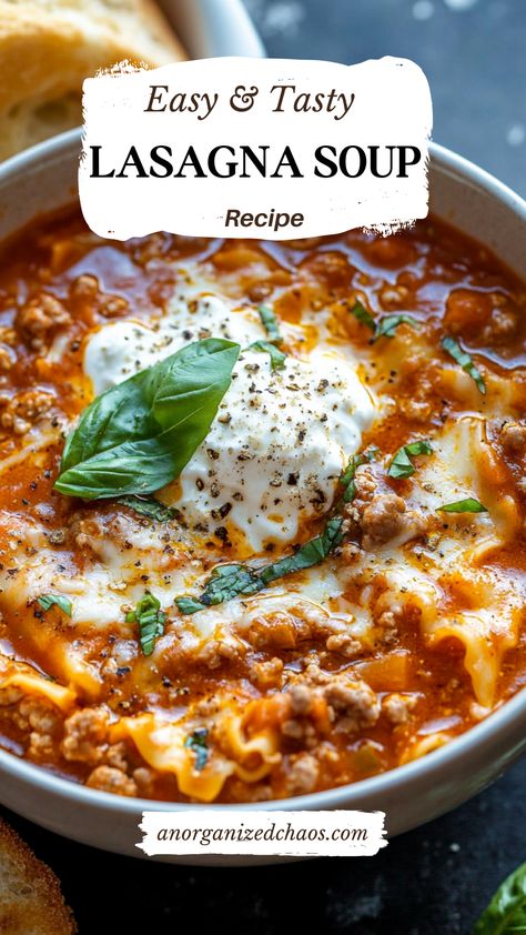 Lasagna Soup Lasagna Soup Recipe, Lasagna Soup, Soup Season, Soup Chili, Dinner This Week, Easy Soups, Easy Soup Recipes, Easy Dinners, Yummy Foods