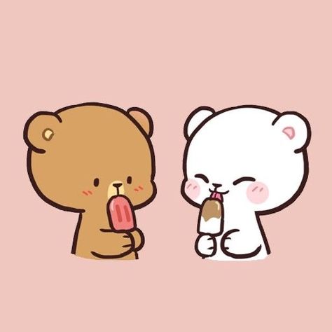 Mocha Bear And Milk Bear Wallpaper, Couple Eating Ice Cream Drawing, Bear Couple Milk And Mocha, Remember To Smile, Milk And Mocha, Milk Mocha, Mocha Bear, Milk & Mocha, And I Love You