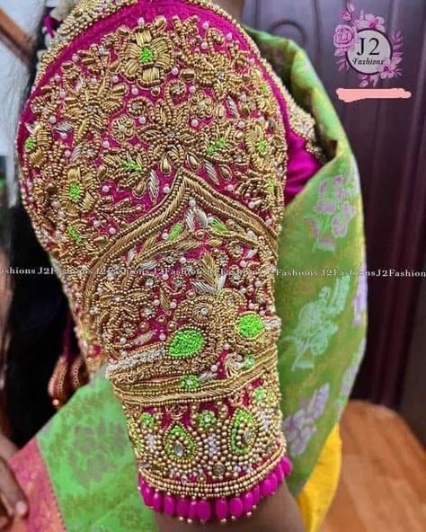 Parrot Design Aari Work Blouse, Bridal Blouse Work, Bridal Aari Work Blouse, Bridal Aari Work, Full Sleeves Blouse Designs, Silk Saree Blouse Designs Patterns, Latest Bridal Blouse Designs, Zardosi Work, Maggam Work Designs