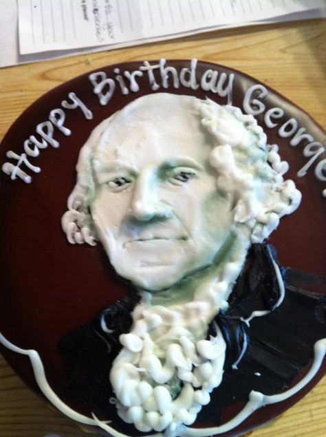 George Washington face birthday cake Face Birthday Cake, George Washington Birthday, George Washington Quotes, Message Cookies, 25th Birthday Parties, 21st Birthday Cakes, Birthday Activities, A Birthday Cake, 21st Birthday Cake