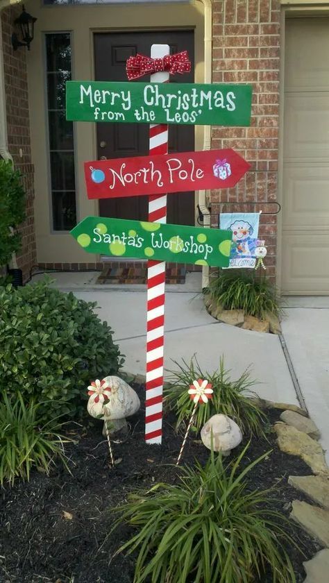 Outside Christmas Decor Yard Decorations Diy, Christmas Decor Ideas Diy Outdoor, Christmas Outside Decor Ideas, Outdoor Christmas Crafts, Outdoor Christmas Signs, Homemade Outdoor Christmas Decorations, Diy Christmas Decorations For Outside, Easy Diy Outdoor Christmas Decorations, Easy Outdoor Christmas Decorations