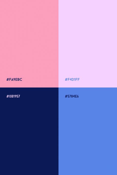 Pink and blue color palette: Soft pink, lilac, bright blue and navy blue color combination Navy And Pink Palette, Blue And Pink Pallete Color, Periwinkle And Red Color Palettes, Pink Purple Blue Colour Palette, Dark Blue Pink Color Palette, Blue Pink Red Colour Scheme, Pink And Blue Colour Scheme, Pink And Blue Pallet, Pink And Blue Palette Colour Schemes