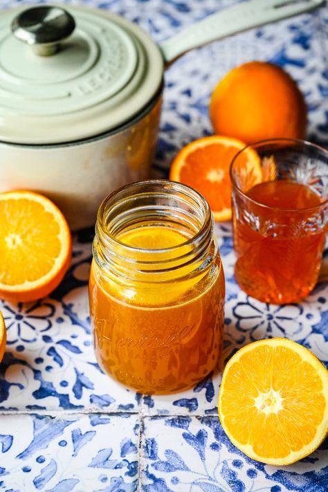 This homemade Orange Simple Syrup is perfect for adding a citrusy kick to cocktails, baked goods and so much more. You only need 3 ingredients and 5 minutes of hands on work to make a big batch that will last for weeks. Pound Cake Glaze, Orange Simple Syrup, Simple Syrup Cocktails, Crowded Kitchen, Orange Cocktails, Cocktail Syrups, Simple Syrup Recipes, Freshly Squeezed Orange Juice, Syrup Recipe