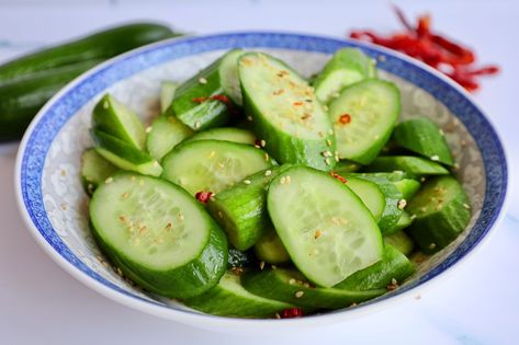 Easy Chinese Cucumber Salad Side Dish Recipe Japanese Cucumber Recipes, Cucumber Salad Rice Vinegar, Chinese Cucumber Salad Recipe, Cucmber Salad, Chinese Cucumber Salad, Chinese Cucumber, Cucumber Salad Dressing, Japanese Cucumber, Celery Salad