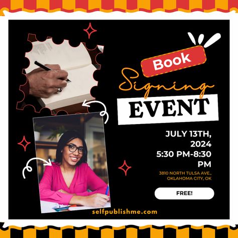 In celebration of my birthday month, we are hosting a FREE book signing & meet and greet for our Self-Publish Me authors! Register today at 405-367-1141 or email info@selfpublishme.com My Birthday Month, Meet And Greet, Birthday Month, Book Signing, Self Publishing, My Birthday, Book Publishing, Free Books, Authors