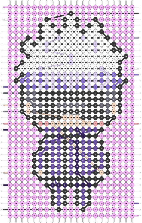 Alpha pattern #127075 | BraceletBook Anime Alpha Patterns Bracelet, Anime Friendship Bracelet Patterns, Gojo Alpha Pattern, Anime Crochet, Diamond Friendship Bracelet, Anime Friendship, Bracelets Patterns, Thread Bracelets, Anime Accessories