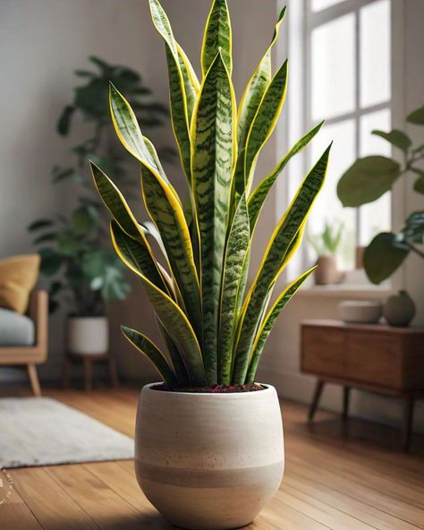 Snake Plant Snake Plant Photography, Snake Plants Indoor, Snake Plant Decor Ideas, Snake Plant Pot, Plants In The Living Room, Snake Plant Decor, Snake Plant Indoor, Safe House Plants, Snake In The Grass