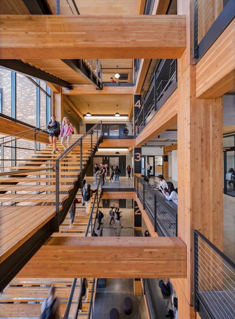 LMN Architects designs mass-timber structure for University of Washington Mass Timber, Steel Architecture, Interior Brick, Beam Structure, Timber Architecture, Timber Roof, Timber Buildings, Wood Building, Timber Structure