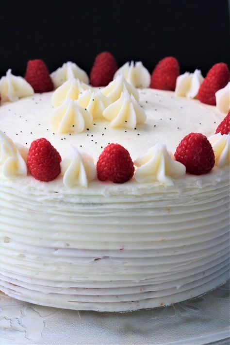 Raspberry Poppy Seed Cake with filling, is just what you will want for your next birthday cake. It is moist, light, and delicious. Cake With Filling, Poppyseed Cake, Spring Baking, Seed Cake, Poppy Seed Cake, Raspberry Filling, Fresh Raspberries, Raspberry Cake, Cake Fillings