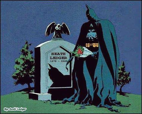 Batman putting flowers on Heath Ledgers grave.. Tim Sale, The Long Halloween, Batman The Long Halloween, Joker Batman, Batman Artwork, Arte Dc Comics, Batman Universe, Im Batman, Heath Ledger