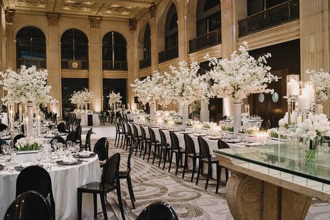 One King West Hotel is one of the top wedding venues in Toronto Winter Wedding Table, Winter Wedding Planning, Winter Wedding Venues, Black And White Wedding Theme, Elegant Winter Wedding, White Wedding Theme, Wedding Event Design, West Wedding, Black White Wedding