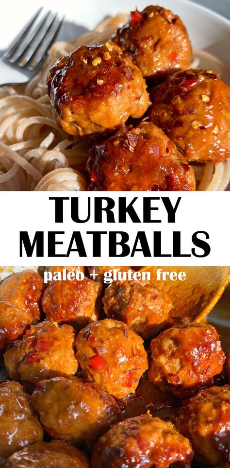 These healthy turkey meatballs are a great weeknight dinner option. They're made with ground turkey and coated in a sticky lemon sauce. This recipe is gluten free, dairy free and paleo friendly. Paleo Dinner Rolls, Meatballs Gluten Free, Paleo Turkey Meatballs, Ground Beef Paleo Recipes, Healthy Turkey Meatballs, Gluten Free Turkey Meatballs, Meatballs Paleo, Paleo Beef Recipes, Paleo Thanksgiving Recipes