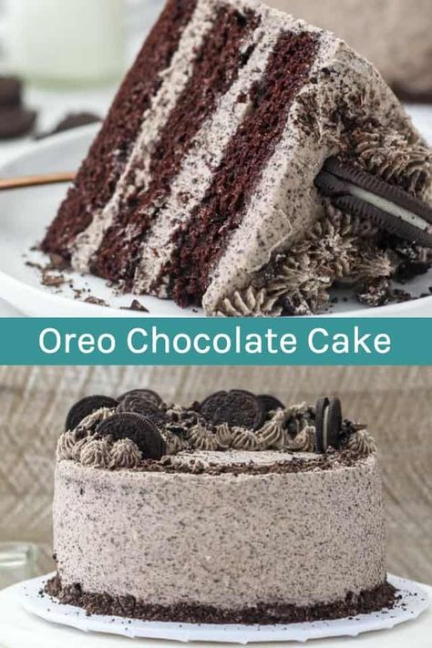 Chocolate And Oreo Cake, Two Layer Oreo Cake, Chocolate Cake With Oreo Filling, Oreo Cake Box Recipe, Oreo Themed Cake, Chocolate Filled Cake, Chocolate Cake With Oreos, Oreo Chocolate Cake Recipe, Chocolate Cake With Filling