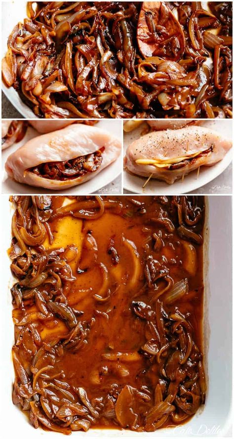 French Onion Stuffed Chicken, Stuffed Chicken Recipe, Classic French Onion Soup, Stuffed Chicken Breasts, Chicken Fillet, French Onion Chicken, Cafe Delites, Onion Chicken, Chicken Breast Seasoning