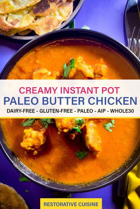 Aip Indian Butter Chicken, Aip Instapot Recipes, Aip Indian Recipes, Aip Instant Pot Recipes, Repairvite Diet, Aip Instant Pot, Aip Soup, Paleo Butter Chicken, Aip Chicken