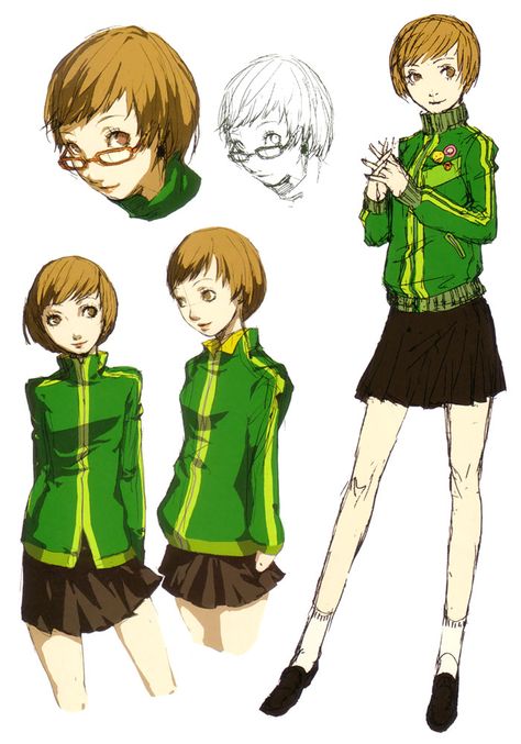 Chie Satonaka Concepts - Characters & Art - Persona 4 Soejima Shigenori, Persona 4 Manga, Nitro Banner, Chie Satonaka, Character Design Teen, Persona Q, Shin Megami Tensei Persona, Persona Series, Persona 3