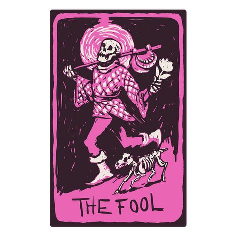 The Fool card in a skeleton-themed tarot PNG Design The Fool Tarot Design, The Fool Illustration, Tarot Card Design Ideas, The Fool Tarot Card Art, Fool Card, Tarot Card Designs, Grave Art, Tarot Cards Art Illustration, The Fool Tarot Card