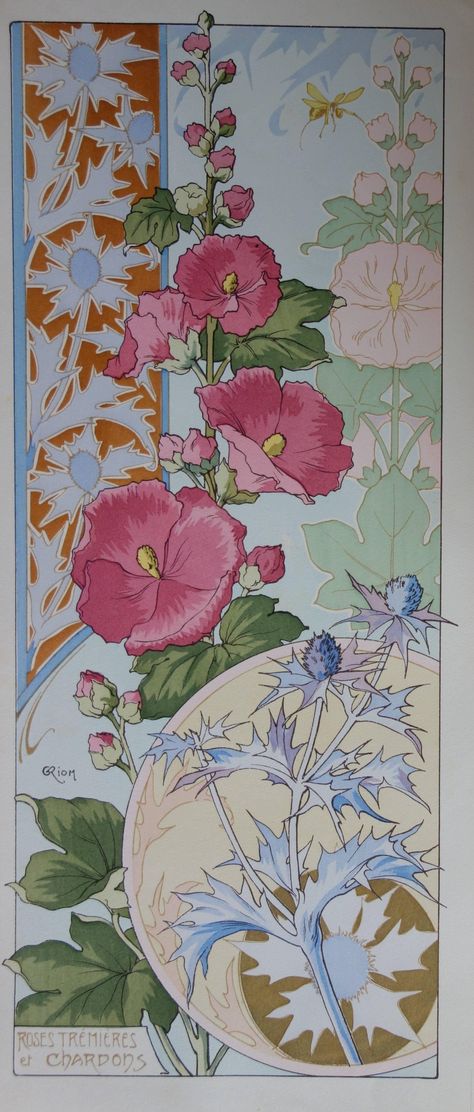 Watercolor Stencil, Fleurs Art Nouveau, Art Nouveau Mucha, Nouveau Flowers, Stained Glass Mosaic Art, Nouveau Illustration, Illustration Art Nouveau, Art Nouveau Flowers, Art Nouveau Illustration