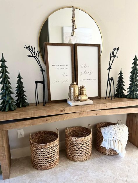 Shed Decor, Neutral Christmas Decor, Backyard Seating, Entryway Table Decor, Modern Christmas Decor, Christmas Decor Inspiration, Home Entrance Decor, Entrance Decor, Modern Christmas