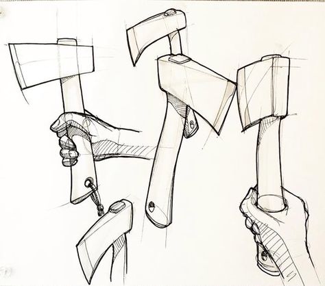 Ax Axes Drawing, Ax Drawing, Pencil Drawing Ideas, Conceptual Drawing, Hand Drawing Reference, Object Drawing, Reference Drawing, Drawing Exercises, Industrial Design Sketch