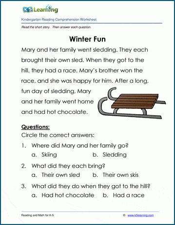 Winter Fun - Children's Stories and Reading Worksheets. Winter Fun is a short story for kids in kindergarten. Reading comprehension questions follow the story. Kindergarten | Reading Comprehension | Free | Printable | Worksheets. Winter Reading Comprehension, Christmas Short Stories, Kindergarten Reading Comprehension, Short Story For Kids, Christmas Stories For Kids, 2nd Grade Reading Comprehension, Reading Fluency Passages, Reading Comprehension For Kids, Winter Reading