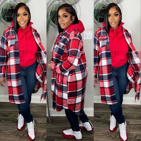 Plus Cold Weather Outfits, Cabin Looks For Women, Plus Size Fashion For Black Women Curvy Girls, Heel Boots Outfit Black Women, Burnt Orange Shirt Outfit, Pumpkin Patch Outfit Black Women, Dope Winter Outfits, Plus Size Baddie Outfits Fall, Winter Outfits For Plus Size Women