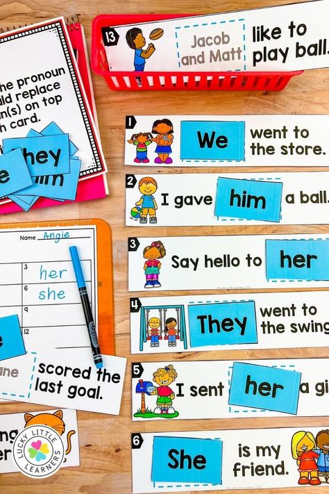 Subject And Object Pronouns Anchor Chart, Pronouns Activities 2nd, Teaching Pronouns Kindergarten, Teaching Pronouns First Grade, Pronouns Activity For Grade 1, 2nd Grade English Activities, Pronouns First Grade, Noun Activity For Grade 1, Pronoun Game