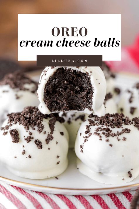 These easy Oreo Truffles - AKA Oreo Cheesecake Balls - are a delicious, no-bake treat. With only 3 ingredients - they're perfect for any occasion! Snack Ideas To Make At Home, Oreo Balls Cake Pops, Easy Oreo Cheesecake Bites, How To Make Oreo Balls Step By Step, Cream Cheese Oreo Balls, Oreo Cheesecake Balls No Bake, Oreo Cheesecake Bites No Bake, No Bake Finger Foods, Cheesecake Balls No Bake