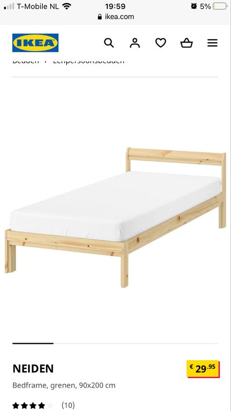 Neiden Bed Frame, Neiden Bed, Bed Ikea, Bed Slats, Bed Base, Low Ceiling, Wood Surface, Wood Slats, Twin Bed