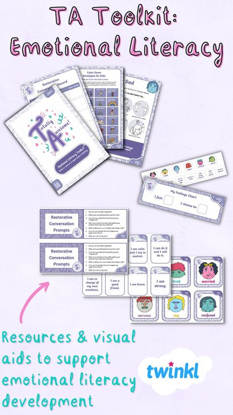 Teaching Assistant Emotional Literacy Toolkit Emotional Literacy Support Assistant, Emotional Literacy Resources Elsa, Teaching Assistant Resources, Emotional Literacy Activities, Learning Support Assistant, Emotional Literacy, Feelings Chart, Learning Support, Teaching Assistant