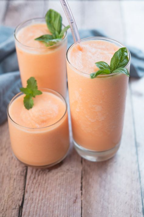 Cantaloupe Drink, Veggie Juices, Melon Drink, Cantaloupe Smoothie, Edible Ideas, Cantaloupe Recipes, Melon Smoothie, Slush Recipes, Creamy Smoothies