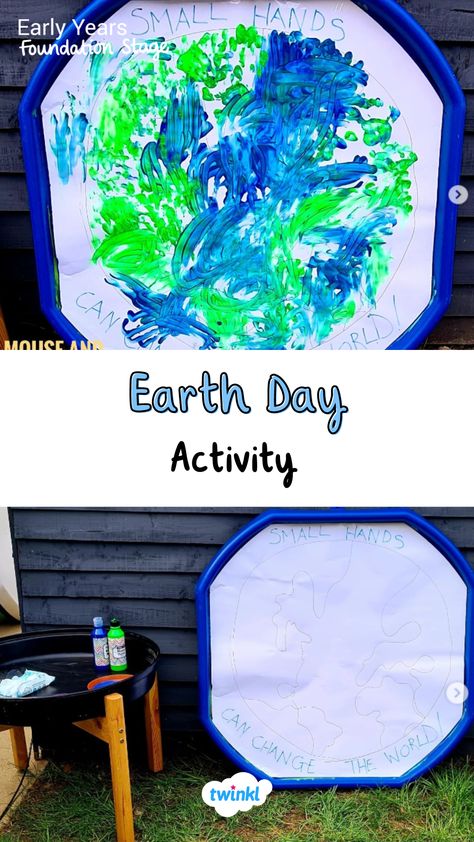 A lovely activity for Earth Day with children. Children can learn about the environment and impacts on the world. Understanding the world eyfs activities. Thanks to @mouse_and_roos_adventures The World Eyfs Activities, World Art Day Activities, Looking After The Environment Eyfs, World Earth Day Activities, Earth Day Eyfs, Earth Day Tuff Tray, Understanding The World Activities, Eyfs Understanding The World Activities, Earth Day Tuff Tray Ideas