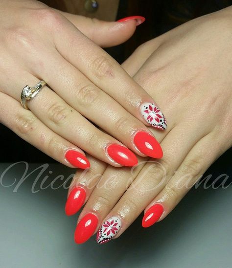 Bulgarian Nails, Slavic Nail Art, Ukrainian Nails, Bulgarian Nails Art, Manicure Ukraine, Bulgarian Pattern, Beauty Nails Design, Elegant Nails, Hot Nails