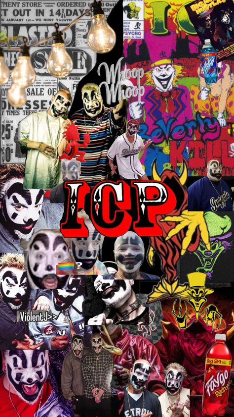 #insaneclownposse #icp #violentj #shaggy2dope #faygo #whoopwhoop #michigan #detriot #wallpaper #juggalo #juggalette #thegreatmilenko #wallpaper #concert #rock Icp Concert, Wallpaper Concert, Insane Clown Posse Albums, What Is A Juggalo, Juggalo Family, Violent J, Really Cool Wallpapers, Stranger Things Print, Album Cover Wallpaper Collage