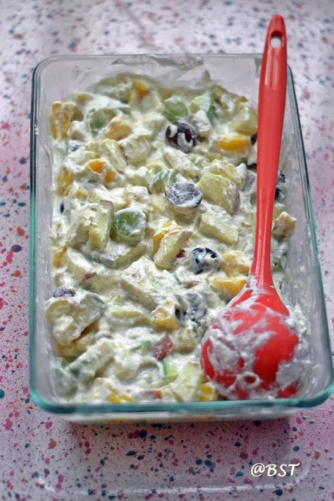 Creamy Fruit Chaat - The Big Sweet Tooth Fruit Chat, Fruit Chaat, Fruit Cream Recipe Indian, Fruit Salad With Tang And Pudding, Fruit Chat Recipe In Urdu, Fruit Chaat Recipe, Gulab Jamun Trifle, Fruit Custard, Chaat Recipe