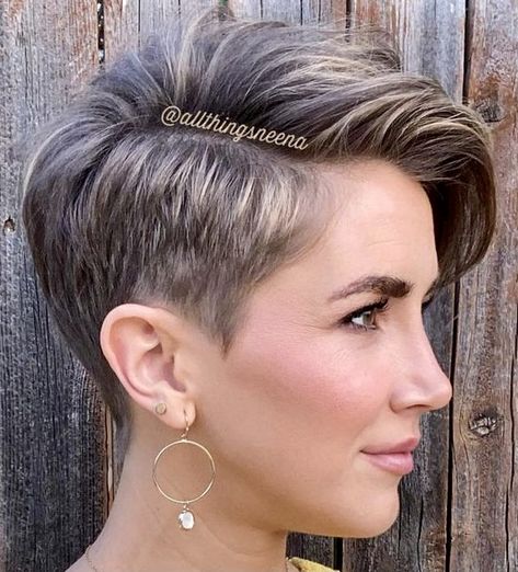 Shattered Pixie Haircut, Undercut Pixie Edgy Over 50, Hair Cut Ideas, Pixie Haircut Ideas, Short Hair Back, Short Hair Images, Short Hair Pixie Cuts, Short Hair Trends, Short Hair Undercut