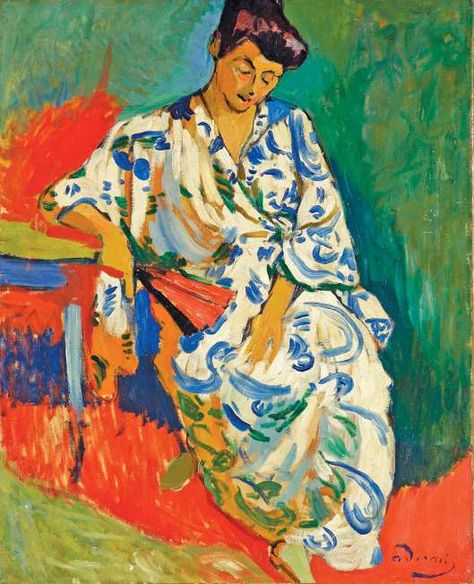 Derain_Madame-Matisse-au-ki Art Fauvisme, Andre Derain, André Derain, Matisse Paintings, Raoul Dufy, Fauvism, Paul Cezanne, Georges Braque, Post Impressionism