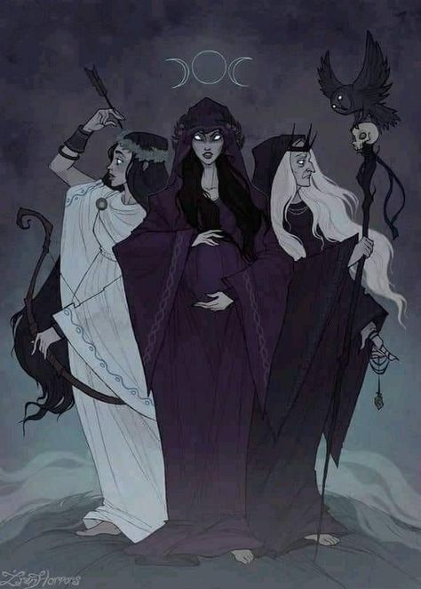 Maiden Mother Crone, Spooky Art, Triple Goddess, Moon, Art