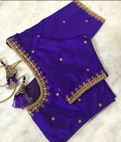 Simply Maggam Work Blouses, Itachi Drawings, 1000 To 1500 Range Aari Work Blouses, Basic Blouse Designs, Blue Blouse Designs, Latest Embroidery Designs, Patch Work Blouse Designs, Blouse Designs Pattern, Model Blouse Designs