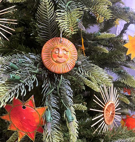 winter solstice sun ornaments, air dry clay, winter solstice tree, yule tree, ornaments diy, ornaments for kids to make, ornaments diy kids, air dry clay ornaments, Winter solstice celebration, party, decorations, rituals, aesthetic, traditions, winter solstice crafts for kids, winter solstice crafts, nature study, winter solstice nature crafts, nature ideas, yule crafts, yule nature crafts, yule kids crafts, waldorf crafts christmas Winter Solstice Ornaments Diy, Pagan Ornaments Diy, Witchy Christmas Ornaments Diy, Diy Sun Ornament, Pagan Christmas Ornaments, Pagan Yule Tree Decorations, Winter Solstice Ornaments, Yule Tree Ornaments, Waldorf Christmas Decorations