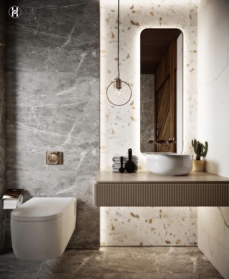 Small Powder Room Design, Modern Washroom Design, Apartment Bathroom Design, Powder Room Design Ideas, Modern Luxury Bathroom, Wc Design, Bathroom Decor Luxury, Washroom Design, Powder Room Design