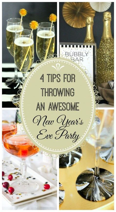 4 tips for throwing an awesome New Year's Eve party! See more party ideas at CatchMyParty.com. #newyearseve #champagne #partyideas New Years Eve Party Ideas Food, New Years Eve Day, Photobooth Ideas, Gratis Printables, New Year's Eve Recipes, New Year's Eve Celebrations, Nye Party, Silvester Party, New Years Eve Decorations