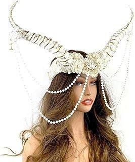 Amazon.com: Goat Party Fairytale Halloween Costumes, Capricorn Costume, Goat Party, Sun Costume, Horns Headpiece, Mad Hatter Cosplay, Siren Costume, Labyrinth Art, Art Masks