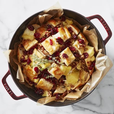 Cranberry-Brie Pull-Apart Bread | Williams Sonoma Cranberry Brie Pull Apart Bread, Brie Pull Apart Bread, Cranberry Brie, Winter Breakfast, Fall Appetizers, Hot Appetizers, William Sonoma, Cranberry Cheese, Pull Apart Bread