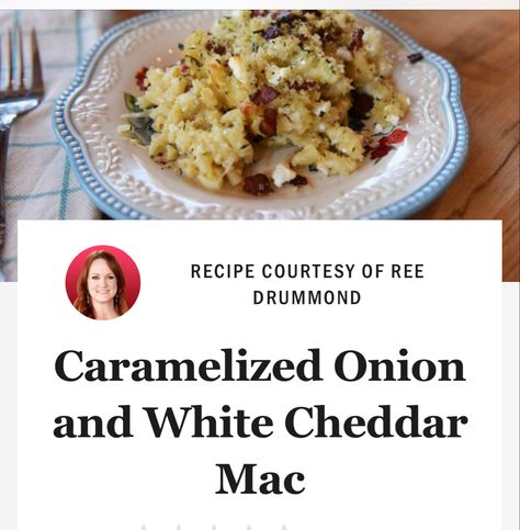 Onion Mac And Cheese, White Cheddar Mac And Cheese, Caramalized Onions, White Mac And Cheese, Cheddar Mac And Cheese, Carmelized Onions, Caramelized Onion, Pasta Salads, Ree Drummond