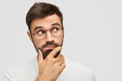 Thinking Pose, Instagram Logo Transparent, Man Looking Up, Handsome Bearded Men, Hair Transplant Procedure, Pointing Fingers, Raised Eyebrow, Smiling Man, Stylish Haircuts