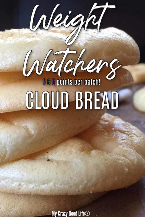 Weight Watchers Cloud Bread is a tasty alternative to traditional bread, and can be used as crackers, pizza crusts, and more. I love it for sandwiches and snacking–it's a low point and low carb recipe and a delicious snack! #ww #myWW #weightwatchers #blueplan #greenplan #purpleplan Ww Bread Recipe, Weight Watchers Sides, Low Points Weight Watchers, Low Calorie Bread, Weight Watchers Menu, Bread With Cream Cheese, Ww Meals, Pizza Crusts, Weight Watchers Meal Plans